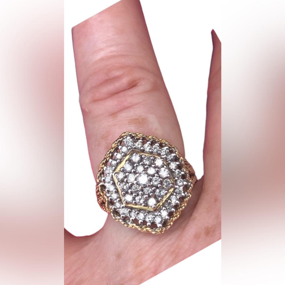 - Spectacular 14k Gold 1 Ct Diamond ring CLUSTER cocktail Ring w/ Appraisal